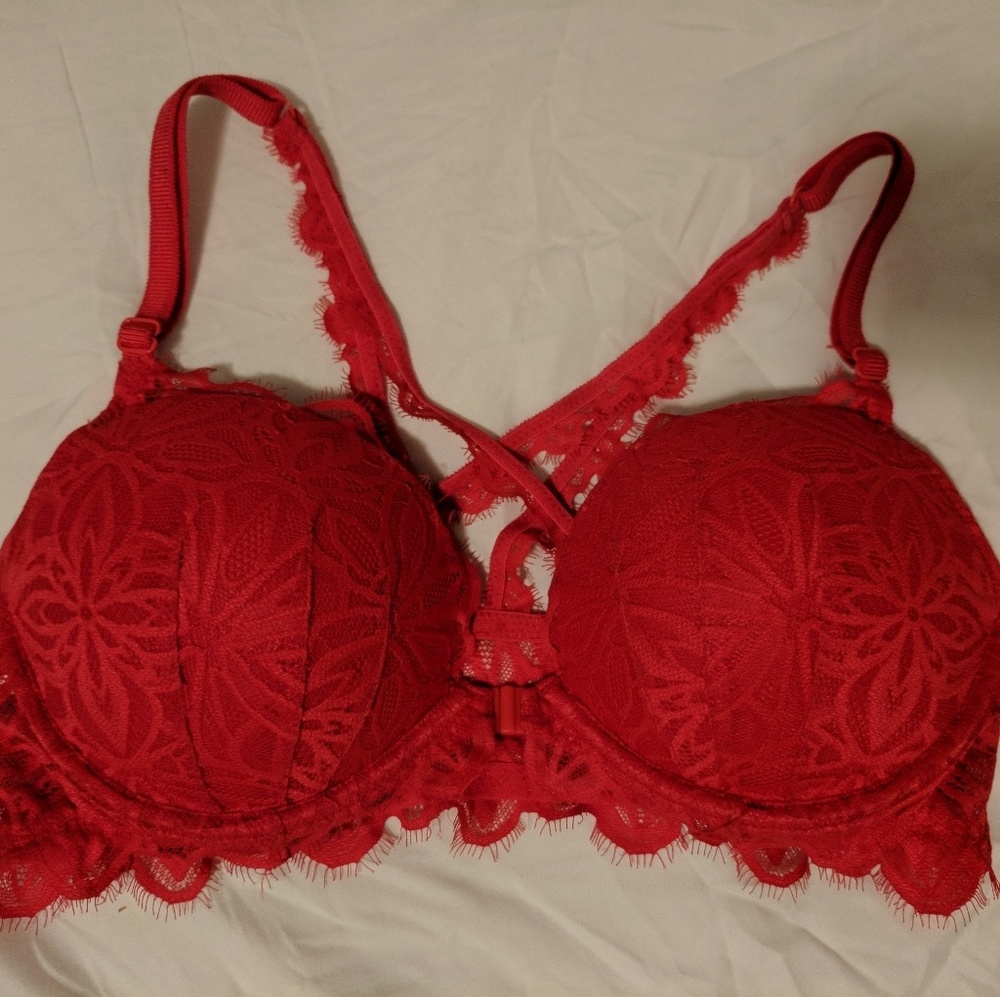 PINK Victoria's Secret  36C Red Lace Bra
